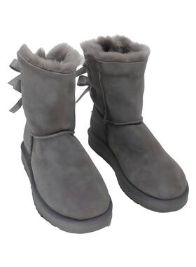 UGG Bailey Bow II Womens Grey Suede Sheepskin Winter Boots Size 9M